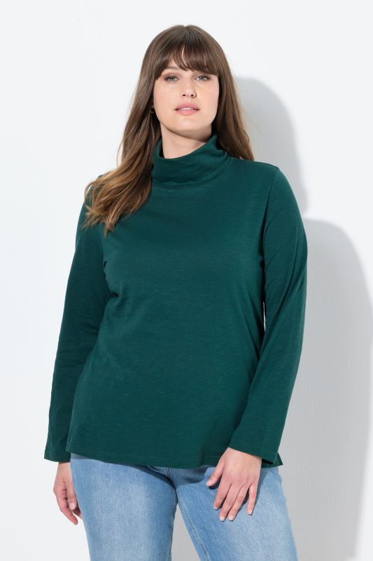 T-shirt en coton bio, manches longues et col roulé - coupe Slim