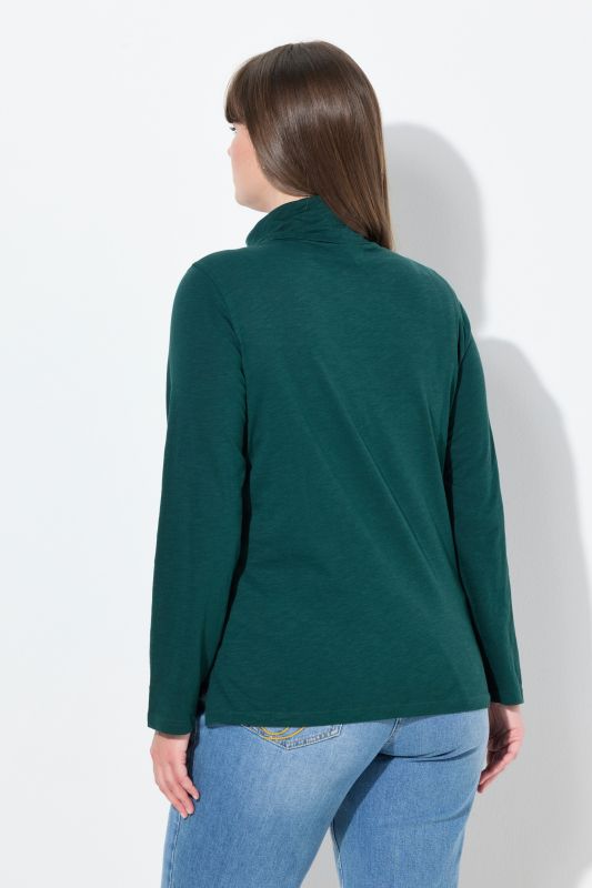 T-shirt en coton bio, manches longues et col roulé - coupe Slim