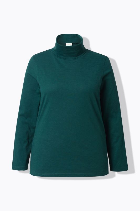 T-shirt en coton bio, manches longues et col roulé - coupe Slim