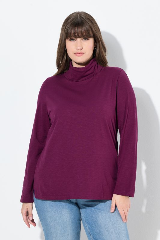 T-shirt en coton bio, manches longues et col roulé - coupe Slim