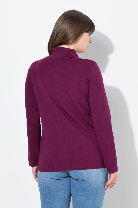 T-shirt en coton bio, manches longues et col roulé - coupe Slim