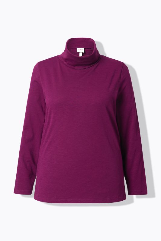 T-shirt en coton bio, manches longues et col roulé - coupe Slim
