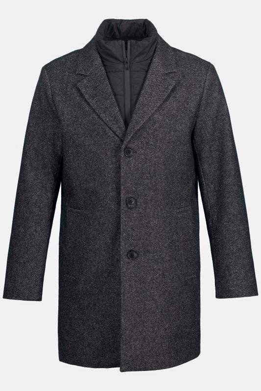 Manteau en laine mélangée, avec insert matelassé et col à revers