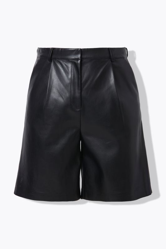 Bermuda en simili. Taille haute, jambe large