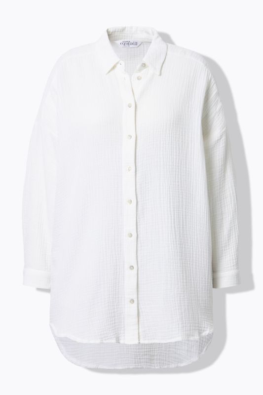 Chemisier en mousseline, oversize. Col classique, manches longues