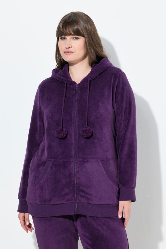 Veste homewear, peluche, capuche, poches kangourou