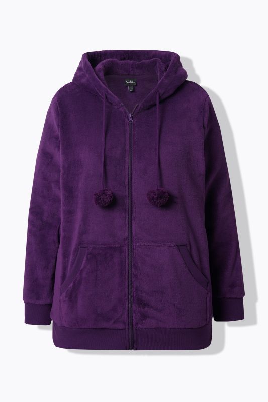 Veste homewear, peluche, capuche, poches kangourou