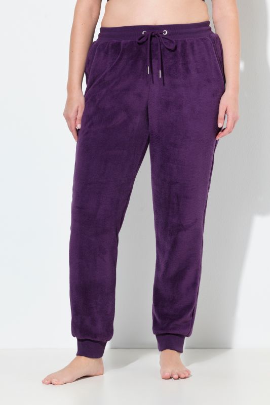 Pantalon homewear, peluche, ceinture élastique, cordon