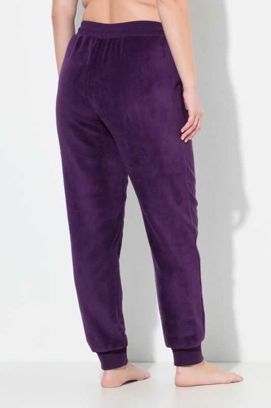 Pantalon homewear, peluche, ceinture élastique, cordon