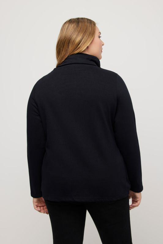 Veste en molleton, col montant drapé, détails en similicuir