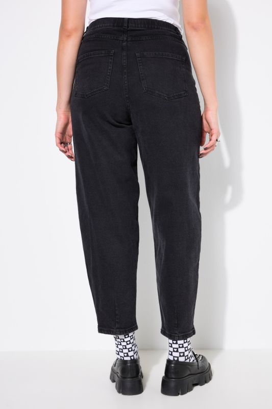 Jean ballon à coupe large, denim stretch. 5 poches et taille élastique