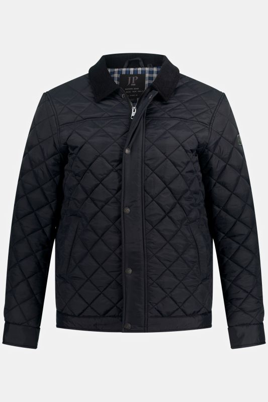 Blouson matelassé, col en velours côtelé et fermeture à glissière