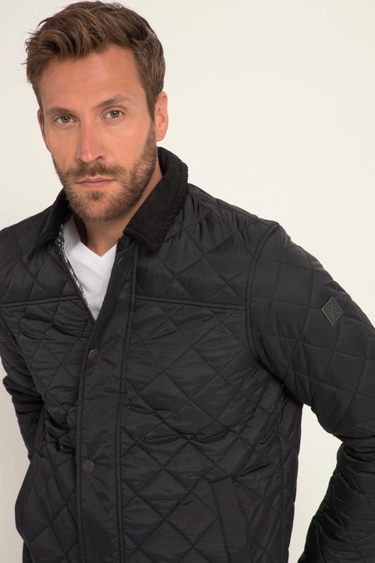 Blouson matelassé, col en velours côtelé et fermeture à glissière