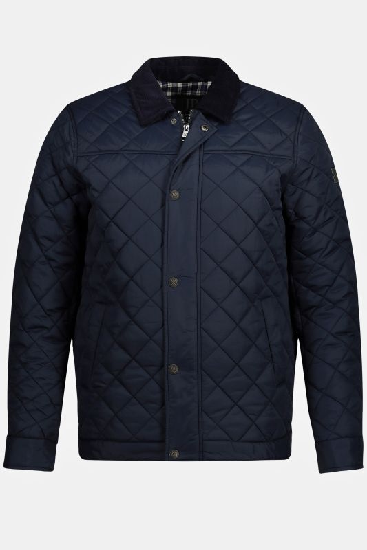 Blouson matelassé, col en velours côtelé et fermeture à glissière