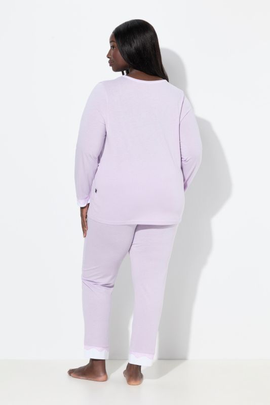 Pyjama avec dentelle, col rond et manches longues