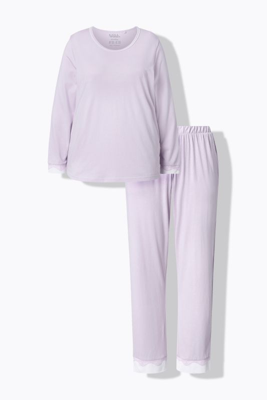 Pyjama avec dentelle, col rond et manches longues