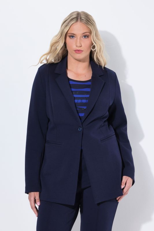 Blazer en jersey stretch, point de Rome. Col à revers, coupe évasée