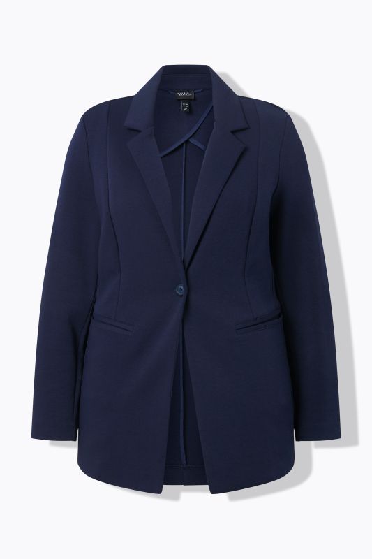 Blazer en jersey stretch, point de Rome. Col à revers, coupe évasée
