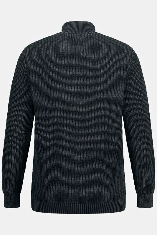 Pull camionneur au look vintage, empiècement avec col montant et zip