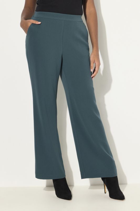 Pantalon de tailleur à jambe droite et large, taille élastique