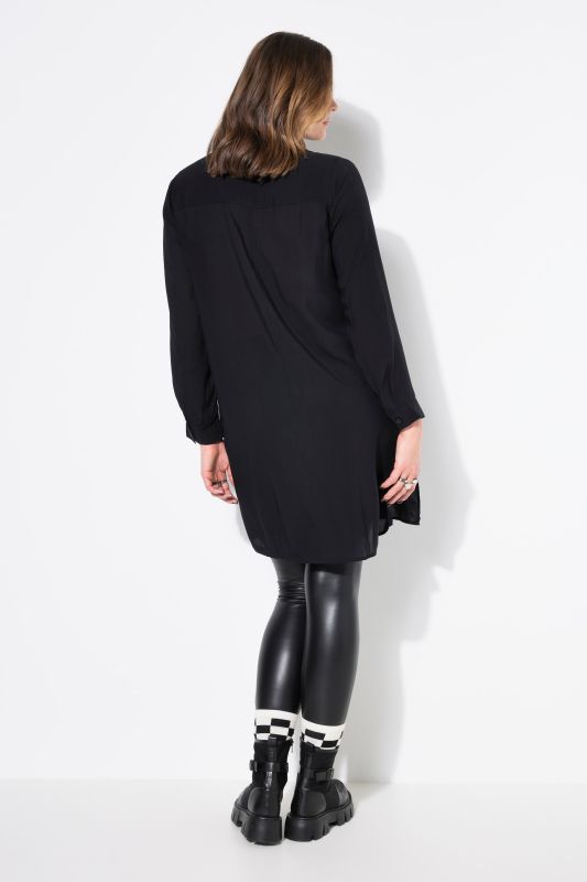 Chemise longue coupe Boxy en modal, col de chemise et manches longues, premium