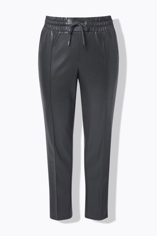 Pantalon 7/8 en similicuir. Passepoils et taille élastique