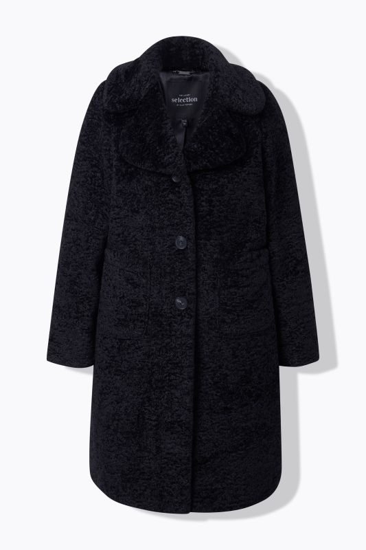 Manteau style astrakan en fourrure d'imitation, col à revers
