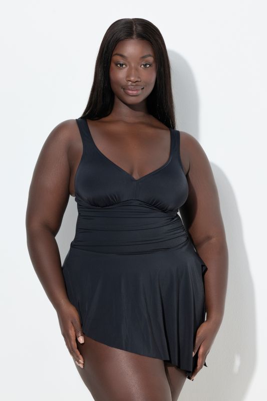 Robe de bain avec drapé, bonnets souples et maillot de bain intégré