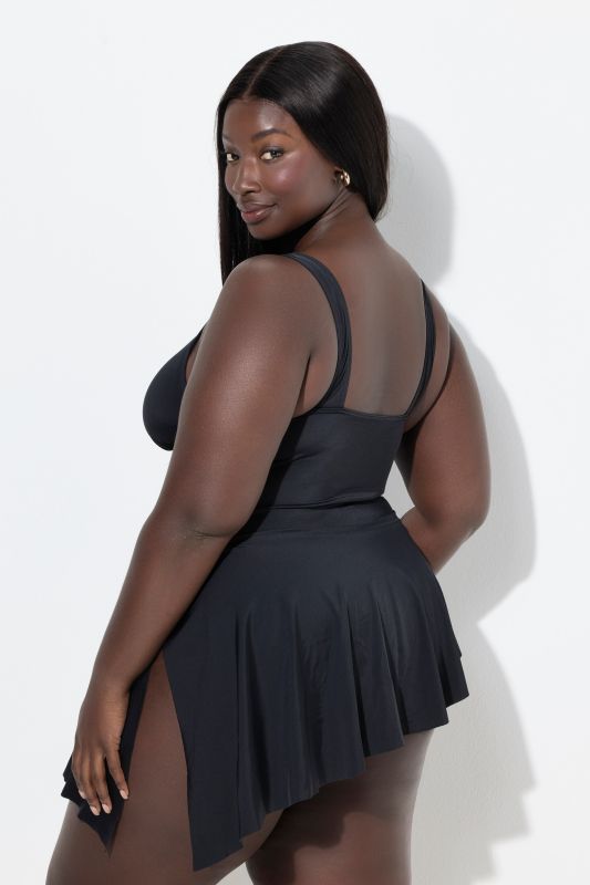 Robe de bain avec drapé, bonnets souples et maillot de bain intégré