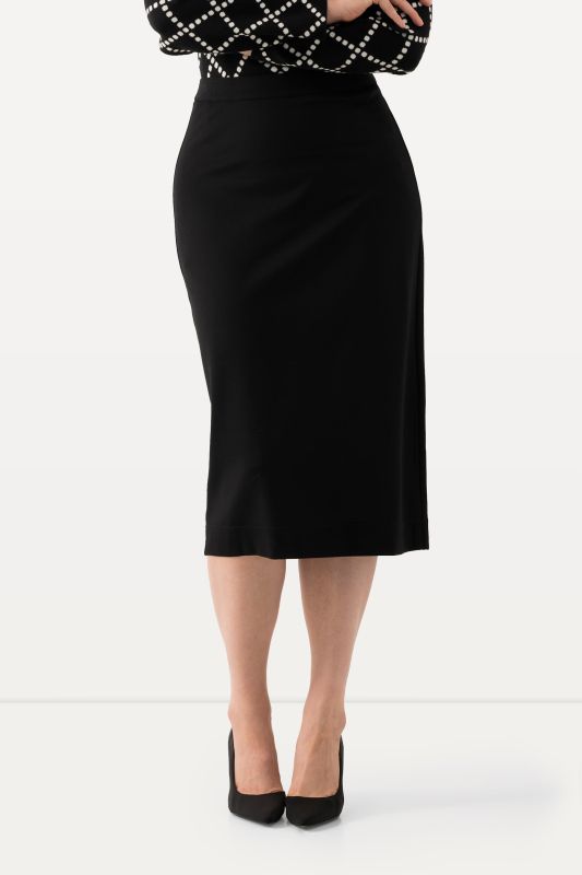 Jupe midi en maille, fente à la base, taille élastique