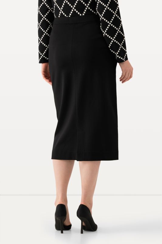 Jupe midi en maille, fente à la base, taille élastique
