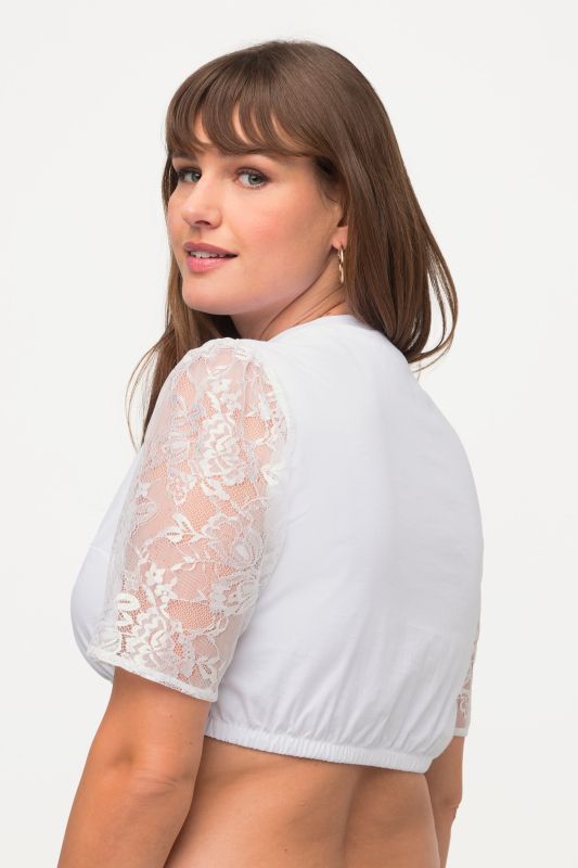 Chemisier traditionnel Dirndl. Manches courtes. Décolleté carré et col montant