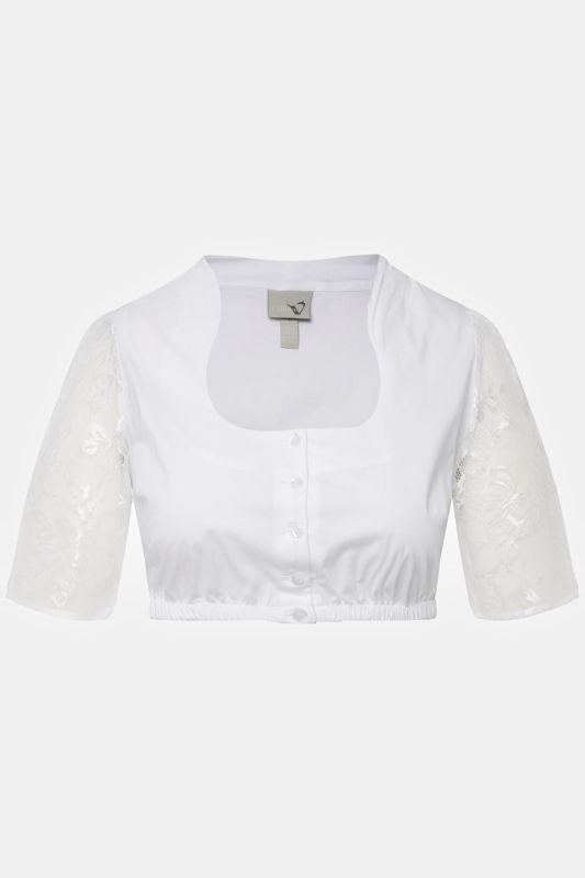 Chemisier traditionnel Dirndl. Manches courtes. Décolleté carré et col montant