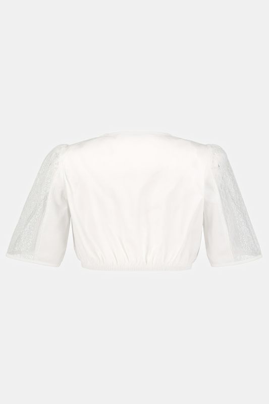 Chemisier traditionnel Dirndl. Encolure ronde et manches courtes. Dentelles