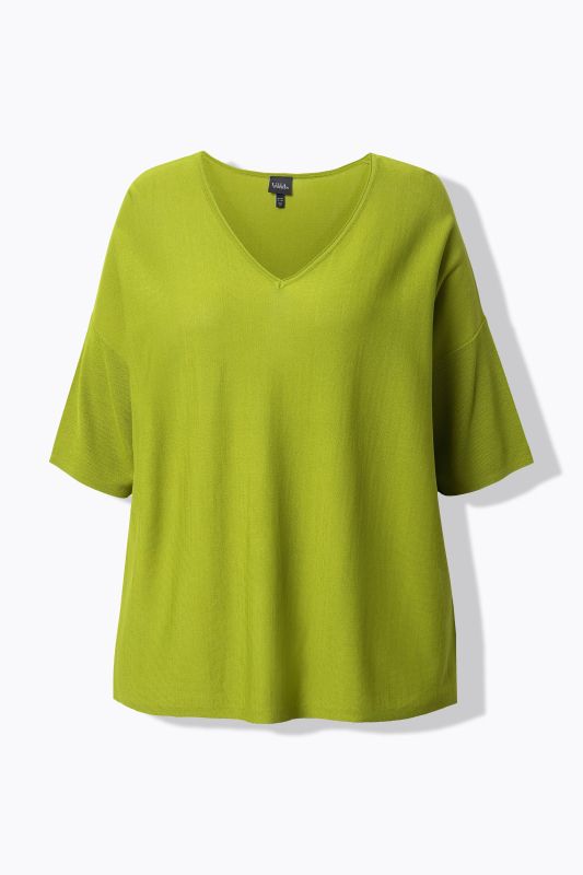 Pull oversize, encolure en V et manches courtes