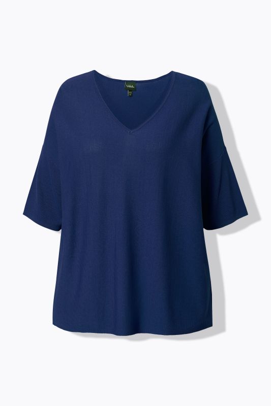 Pull oversize, encolure en V et manches courtes