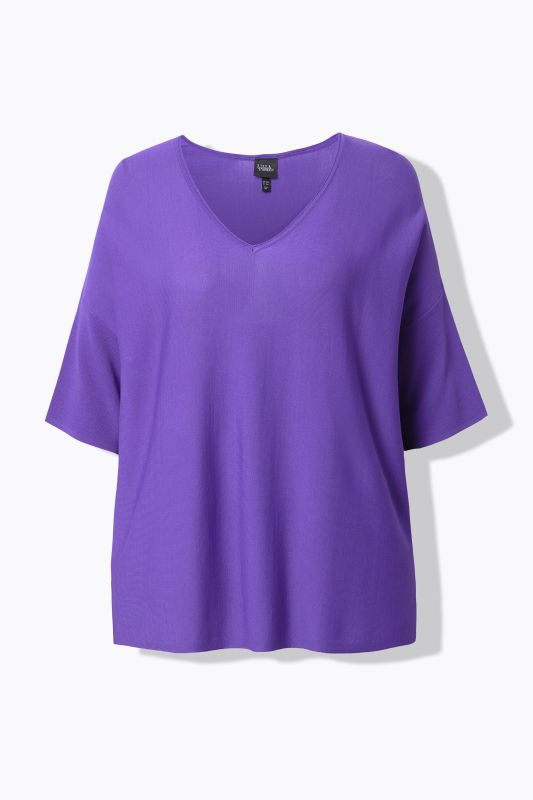 Pull oversize, encolure en V et manches courtes