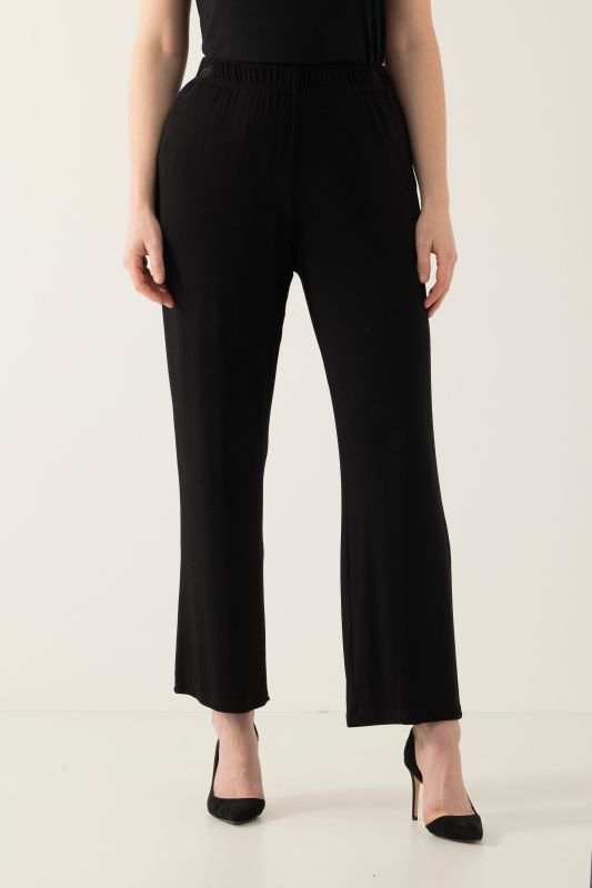 Pantalon en tissu fluide, jambe large et taille élastique