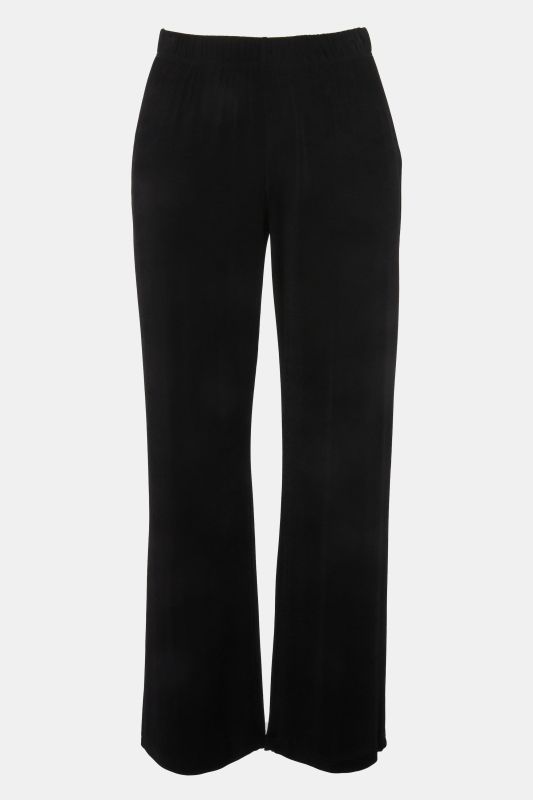 Pantalon en tissu fluide, jambe large et taille élastique