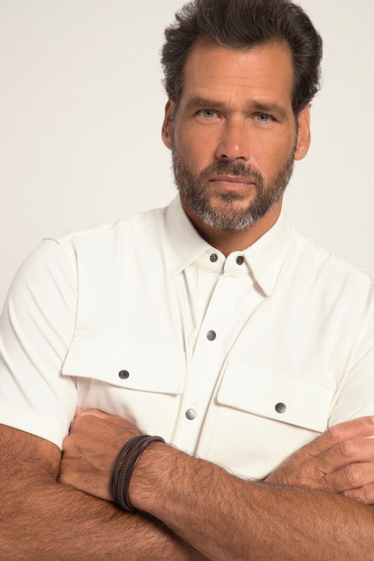 Chemise en jersey à manches courtes, col Kent et coupe Modern Fit