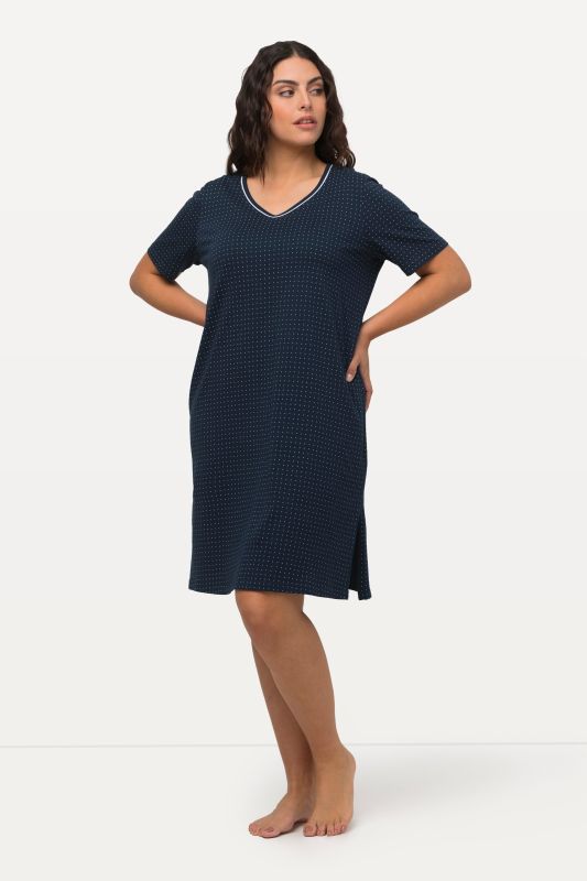 Lot de 2 chemises de nuit, décolleté rond/en V et manches courtes