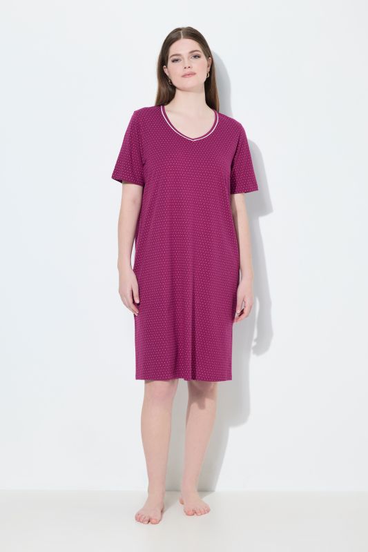 Lot de 2 chemises de nuit, décolleté rond/en V et manches courtes