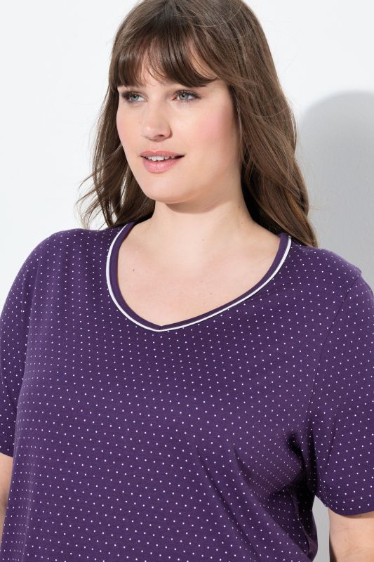 Lot de 2 chemises de nuit, décolleté rond/en V et manches courtes