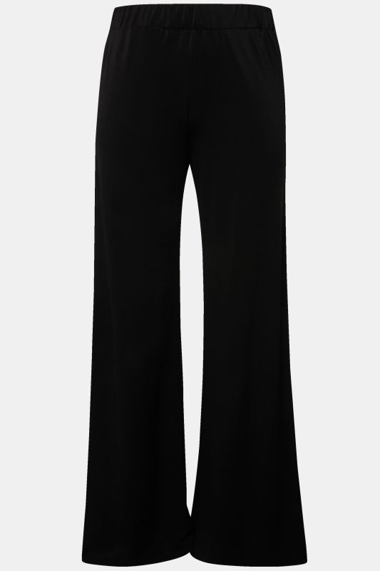 Pantalon en piqué au tombé fluide, jambe large et taille élastique