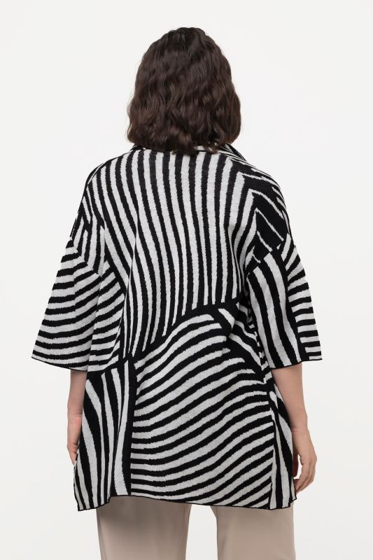 Cardigan en fine maille jacquard à col montant et manches courtes