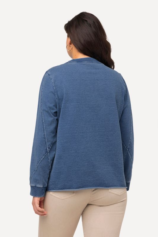 Sweat-shirt à col rond et manches longues, surpiqûres et bords francs