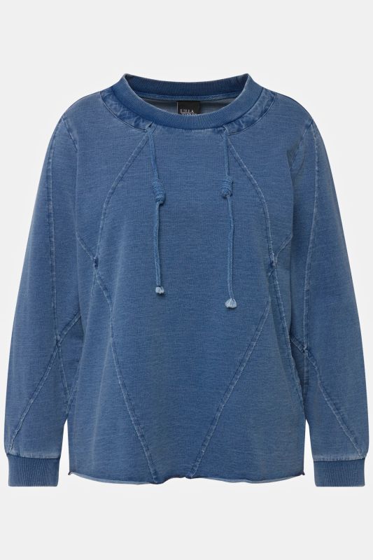 Sweat-shirt à col rond et manches longues, surpiqûres et bords francs