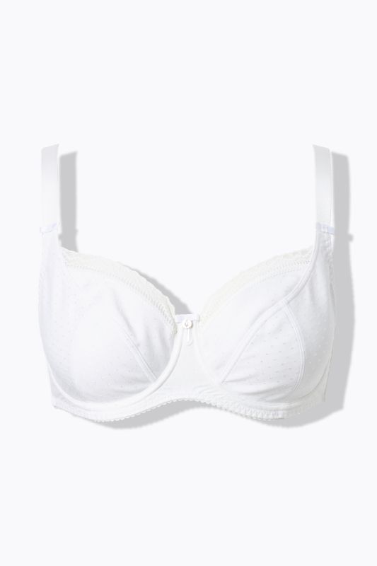 Soutien-gorge à armatures. Motif jacquard. Liserés en dentelle - bonnet C-G