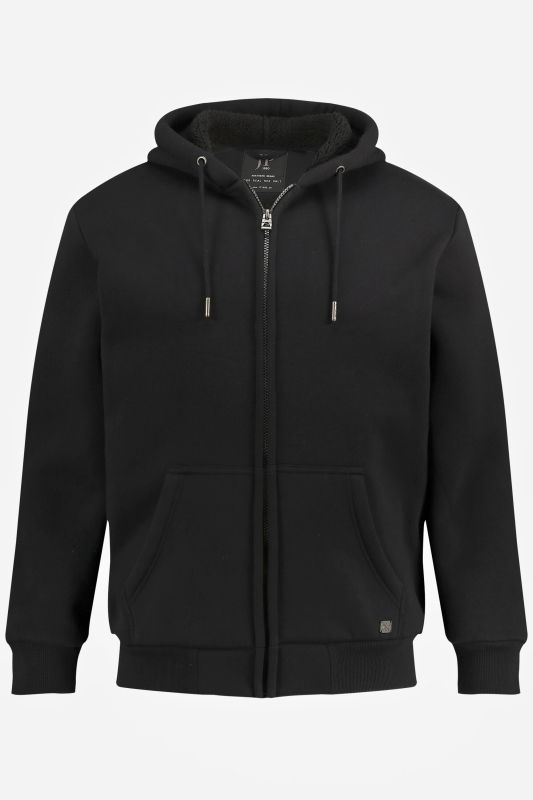 Veste à capuche JP 1880, collection Outdoor, fermeture zippée, modèle en molleton avec doublure en polaire bouclée - jusqu'au 8 XL