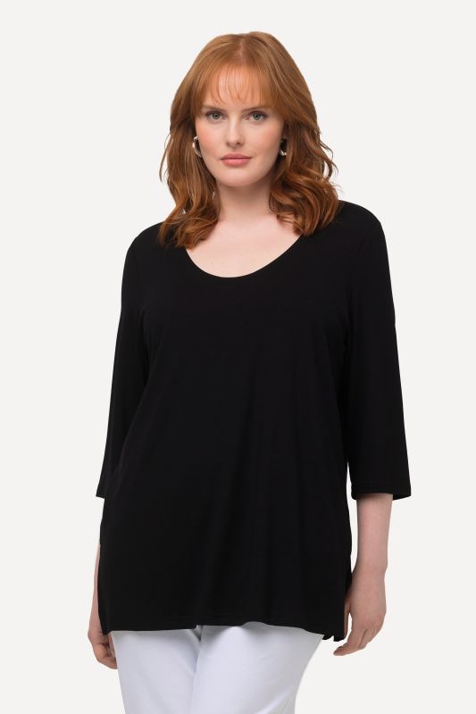T-shirt manches 3/4, décolleté rond et profond